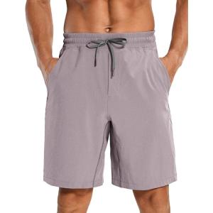 CRZ YOGA Men’s Linerless Workout Shorts 9” – Quick Dry for Running Sports Athletic Gym with Pockets(Lunar Rock)
