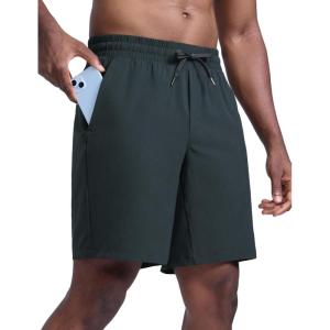 CRZ YOGA Men’s Linerless Workout Shorts 9” – Quick Dry for Running Sports Athletic Gym with Pockets(Melanite)