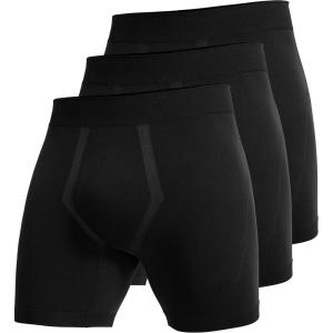 CRZ YOGA Men’s Seamless 5″ Boxer Briefs Breathable Sports Underwear (3-Pack)(Black)