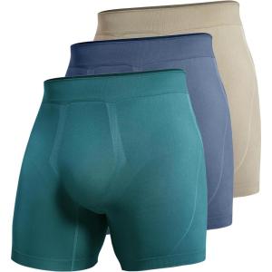 CRZ YOGA Men’s Seamless 5″ Boxer Briefs Breathable Sports Underwear (3-Pack)(Green Jade&electric Blue&khali Barley)