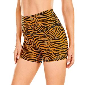 CRZ YOGA Naked Feeling Biker Shorts 4” – High Waist Yoga Workout Running Gym Spandex Womens(Bright Chloasma Horse Pattern)