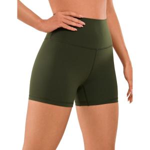 CRZ YOGA Naked Feeling Biker Shorts 4” – High Waist Yoga Workout Running Gym Spandex Womens(Olive Green)