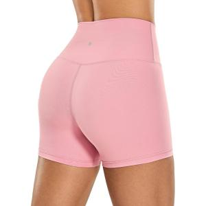 CRZ YOGA Naked Feeling Biker Shorts 4” – High Waist Yoga Workout Running Gym Spandex Womens(The Heartbeat Pink)