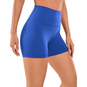 CRZ YOGA Naked Feeling Biker Shorts 4” – High Waist Yoga Workout Running Gym Spandex Womens(Waves Blue)
