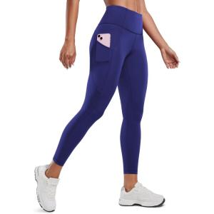 CRZ YOGA Naked Feeling Workout Leggings Pockets 25” – High Waisted Womens Yoga Pants Running Tights(Larkspur Blue)