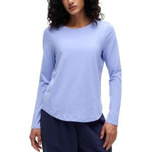 CRZ YOGA Pima Cotton Crewneck Long Sleeve Shirts for Women – Workout Athletic Yoga Casual Tops Soft Plain T-Shirt(Periwinkle Purple)