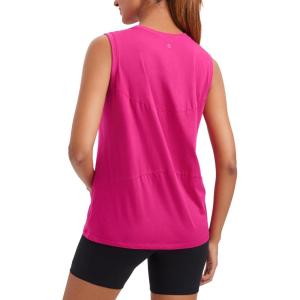 CRZ YOGA Pima Cotton High Neck Tank Basic Workout Sleeveless Tops for Women Soft Casual Athletic Yoga Shirts(Granita Pink)