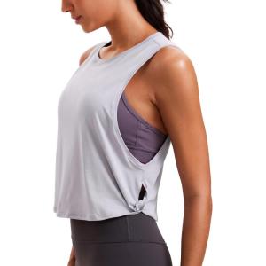 CRZ YOGA Pima Cotton Large Armhole Tank Tops for Women – Workout Sport Athletic Yoga Running Gym Loose Crop Sleeveless Shirts(Deep Armhole-iced Iris)