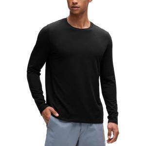 CRZ YOGA Pima Cotton Long Sleee Shirts for Men – Casual Crewneck T-Shirts Breathable Workout Daily Basic Tee Tops(Black)
