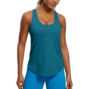 CRZ YOGA Pima Cotton Racerback Tank Tops for Women – Workout Athletic Casual Soft Scoop Neck Sleeveless Shirts(Green Jade)