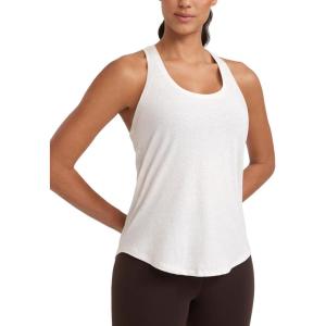 CRZ YOGA Pima Cotton Racerback Tank Tops for Women – Workout Athletic Casual Soft Scoop Neck Sleeveless Shirts(Ice Grey/White)