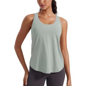 CRZ YOGA Pima Cotton Racerback Tank Tops for Women – Workout Athletic Casual Soft Scoop Neck Sleeveless Shirts(Jade Grey)