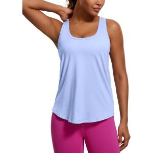 CRZ YOGA Pima Cotton Racerback Tank Tops for Women – Workout Athletic Casual Soft Scoop Neck Sleeveless Shirts(Periwinkle Purple)