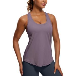 CRZ YOGA Pima Cotton Racerback Tank Tops for Women – Workout Athletic Casual Soft Scoop Neck Sleeveless Shirts(Purple Gray)