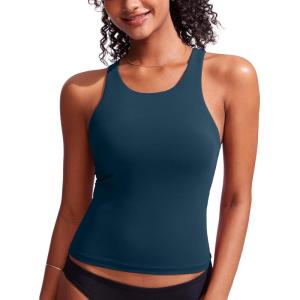 CRZ YOGA Racerback Tankini Tops for Women – Padded High Neck Modest Swim Sports Bathing Tank Only(Insignia Blue)