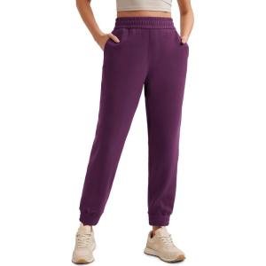 CRZ YOGA SoftAura Sweatpants Women Modal Joggers High Waisted Lounge Travel Casual Sweat Pants with Pockets Cinch Bottom(Plum Magenta)