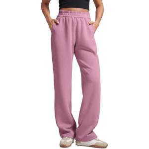 CRZ YOGA SoftAura Wide Leg Casual Sweatpants Women 29″/31″ – Modal Lounge Travel Casual Pants with Pockets(Velvet Dust)