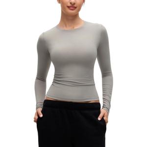 CRZ YOGA Softembrace Crewneck Long Sleeve Shirts for Women – Casual Going Out Tops Soft Basic Fitted Tight Fall T-Shirts(Rock Grey)