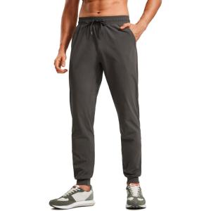 CRZ YOGA Stretch Workout Joggers for Men 29″/31″ – Lightweight Water Resistant Outdoor Workout Pants with Zip Pockets(Arbor Olive)