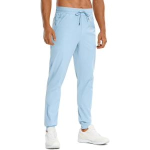 CRZ YOGA Stretch Workout Joggers for Men 29″/31″ – Lightweight Water Resistant Outdoor Workout Pants with Zip Pockets(Chambray Blue)