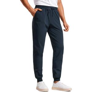 CRZ YOGA Stretch Workout Joggers for Men 29″/31″ – Lightweight Water Resistant Outdoor Workout Pants with Zip Pockets(True Navy)