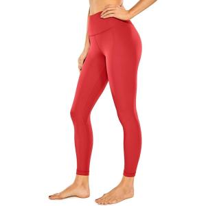 CRZ YOGA Women Naked Feeling Yoga Pants 25 Inches – 7/8 High Waisted Workout Leggings(Crimson)