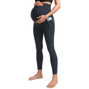 CRZ YOGA Womens Butterluxe Maternity Leggings with Pockets Over The Belly 25″ – Workout Active Yoga Pregnancy Pants Soft(True Navy)
