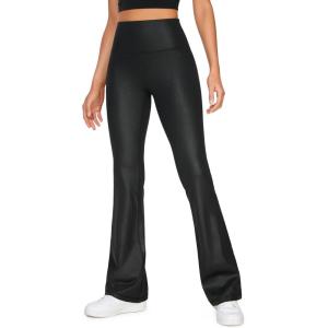 CRZ YOGA Womens Butterluxe Matte Faux Leather Flare Leggings 32 Inches – High Waist Wide Leg Bootcut Yoga Pants(Faux Leather Black)