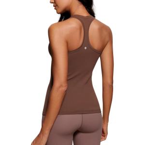 CRZ YOGA Women’s Butterluxe Yoga Workout Tank Tops Racerback Sleeveless Camisole Athletic Gym Shirts(Coffee Brown)