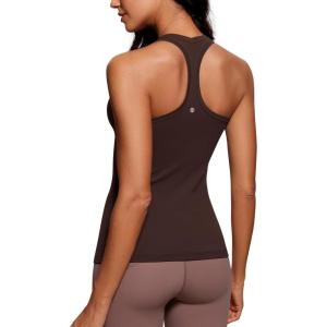 CRZ YOGA Women’s Butterluxe Yoga Workout Tank Tops Racerback Sleeveless Camisole Athletic Gym Shirts(Hot Fudge Brown)