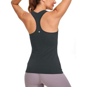 CRZ YOGA Women’s Butterluxe Yoga Workout Tank Tops Racerback Sleeveless Camisole Athletic Gym Shirts(Melanite)