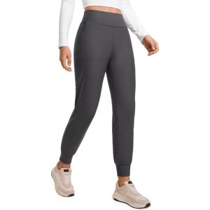 CRZ YOGA Womens Fleece Lined Workout Joggers with Pockets 27.5″ – Hiking Running Outdoor Pants Water Resistant Winter Warm(Ink Gray)