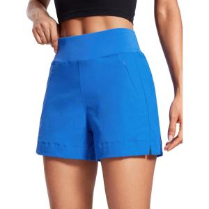CRZ YOGA Women’s Lightweight Mid Rise Hiking Shorts 4” – Stretch for Athletic Summer Travel Outdoor Golf with Zip Pockets(Sparkle Blue)