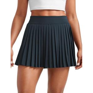 CRZ YOGA Womens Mini Pleated Athletic Tennis Skirts High Waisted A Line Golf Pickleball Casual Skort with Inner Pockets(True Navy)
