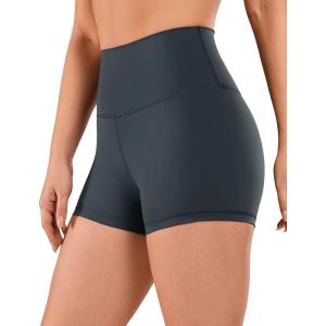 CRZ YOGA Women’s Naked Feeling Biker Shorts – 3 Inches High Waisted Yoga Workout Running Spandex(Melanite)