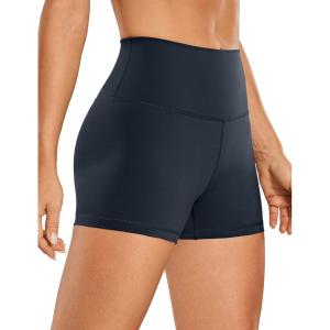 CRZ YOGA Women’s Naked Feeling Biker Shorts – 3 Inches High Waisted Yoga Workout Running Spandex(Navy)