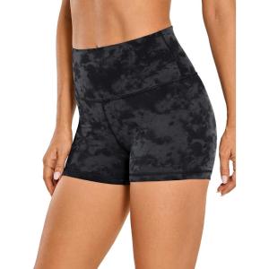 CRZ YOGA Women’s Naked Feeling Biker Shorts – 3 Inches High Waisted Yoga Workout Running Spandex(Tie Dye Smoke Ink)