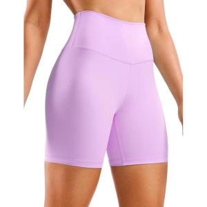 CRZ YOGA Women’s Naked Feeling Biker Shorts – 6 Inches High Waist Yoga Workout Running Gym Spandex Lilac Medium