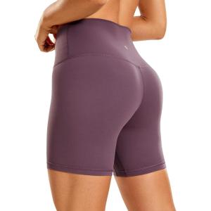 CRZ YOGA Women’s Naked Feeling Biker Shorts – 6 Inches High Waist Yoga Workout Running Gym Spandex(Arctic Plum)