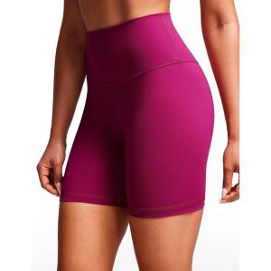 CRZ YOGA Women’s Naked Feeling Biker Shorts – 6 Inches High Waist Yoga Workout Running Gym Spandex(Magenta Purple)