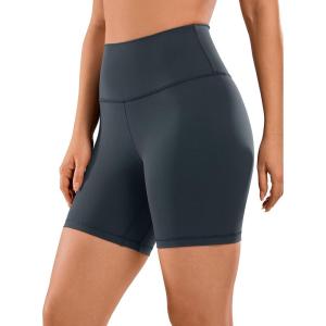 CRZ YOGA Women’s Naked Feeling Biker Shorts – 6 Inches High Waist Yoga Workout Running Gym Spandex(Melanite)