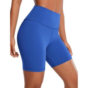 CRZ YOGA Women’s Naked Feeling Biker Shorts – 6 Inches High Waist Yoga Workout Running Gym Spandex(Waves Blue)