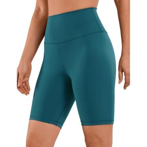 CRZ YOGA Women’s Naked Feeling Biker Shorts – 8 Inches High Waisted Yoga Workout Gym Running Spandex(Borealis Green)