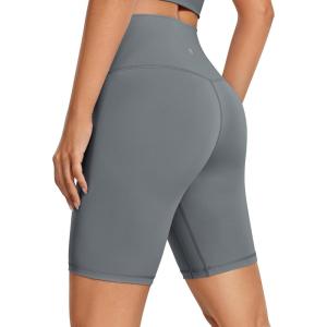 CRZ YOGA Women’s Naked Feeling Biker Shorts – 8 Inches High Waisted Yoga Workout Gym Running Spandex(Dark Carbon)