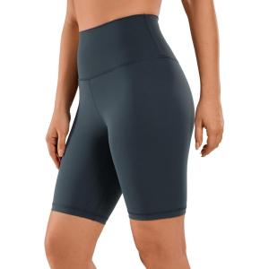 CRZ YOGA Women’s Naked Feeling Biker Shorts – 8 Inches High Waisted Yoga Workout Gym Running Spandex(Melanite)
