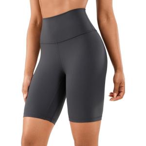 CRZ YOGA Women’s Naked Feeling Biker Shorts – 8 Inches High Waisted Yoga Workout Gym Running Spandex(Mysterious Grey)