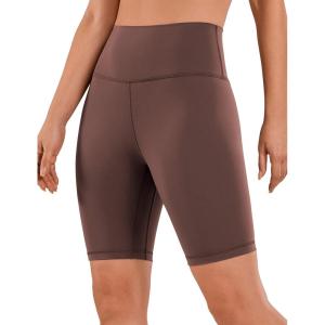 CRZ YOGA Women’s Naked Feeling Biker Shorts – 8 Inches High Waisted Yoga Workout Gym Running Spandex(Taupe)