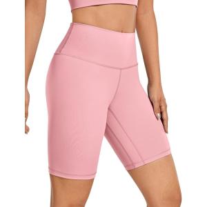 CRZ YOGA Women’s Naked Feeling Biker Shorts – 8 Inches High Waisted Yoga Workout Gym Running Spandex(The Heartbeat Pink)
