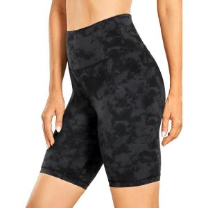 CRZ YOGA Women’s Naked Feeling Biker Shorts – 8 Inches High Waisted Yoga Workout Gym Running Spandex(Tie Dye Smoke Ink)