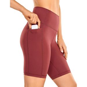 CRZ YOGA Women’s Naked Feeling Biker Shorts with Pockets 8” – High Waisted Yoga Gym Workout Spandex(Savannah)